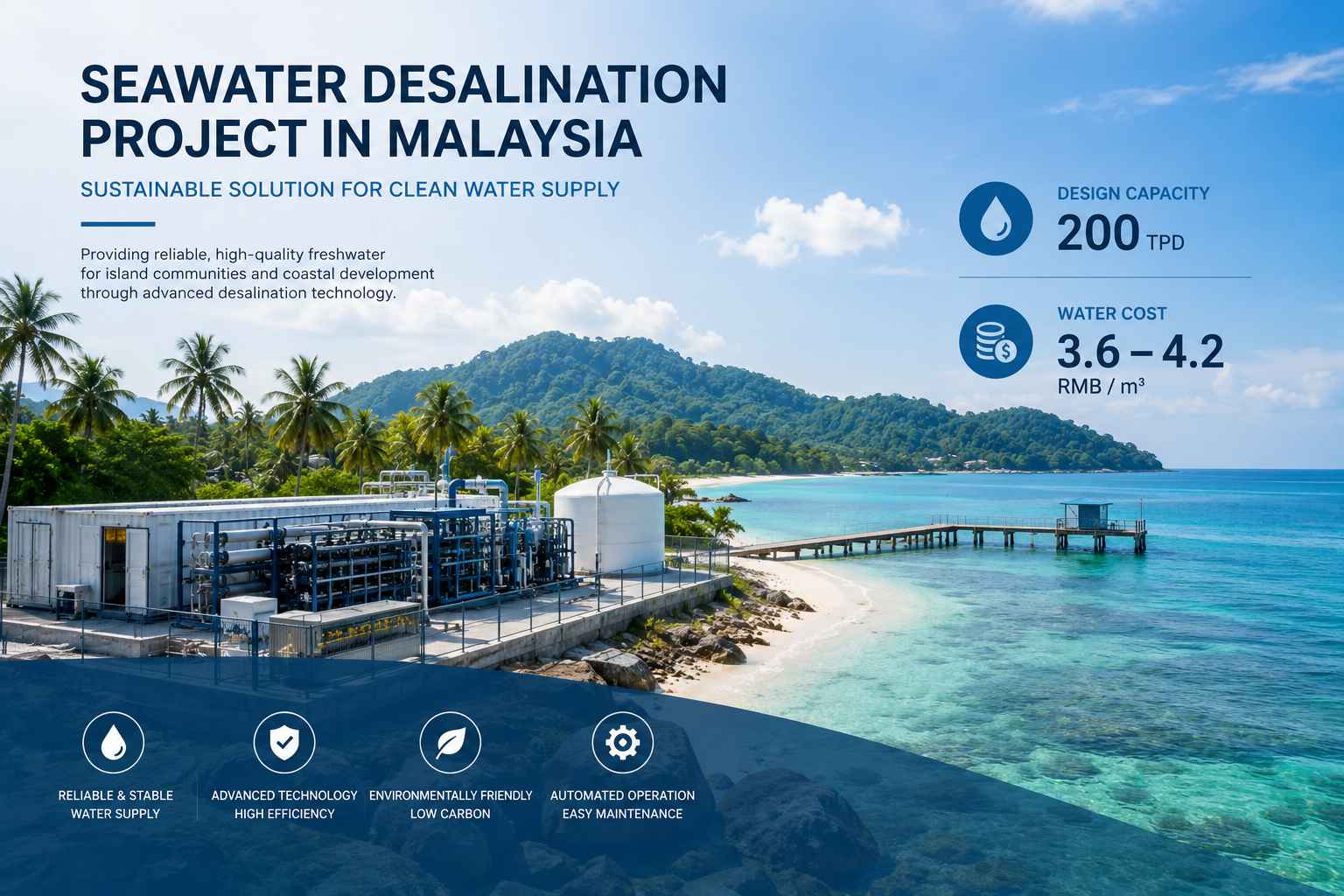 Malaysia 200TPD seawater desalination container project